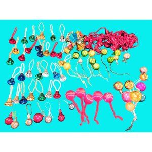 61 Mini Vintage Christmas Ornaments Bells Balls Wreath Mcm